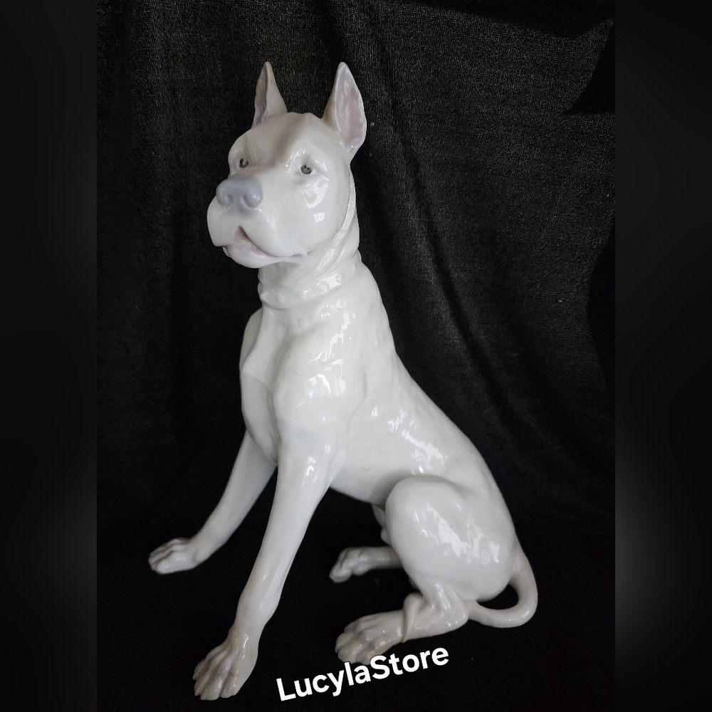 Antique Gebruder Heubach Large Dog Figurine Great Dane Tanskandoggi Germany 1900